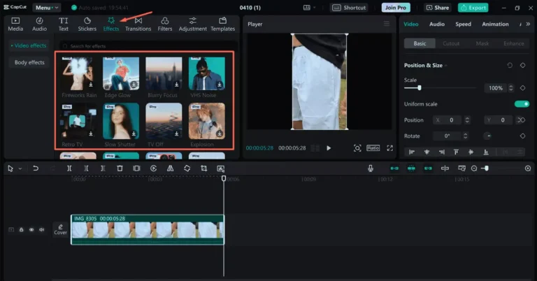 Premium Effects and Filters in CapCut Pro
